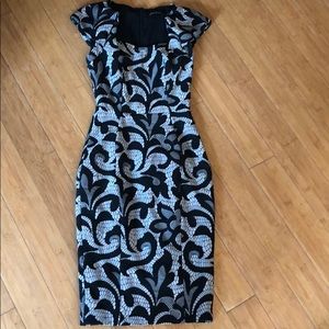 Karen Millen fitted shirt dress in black & silver